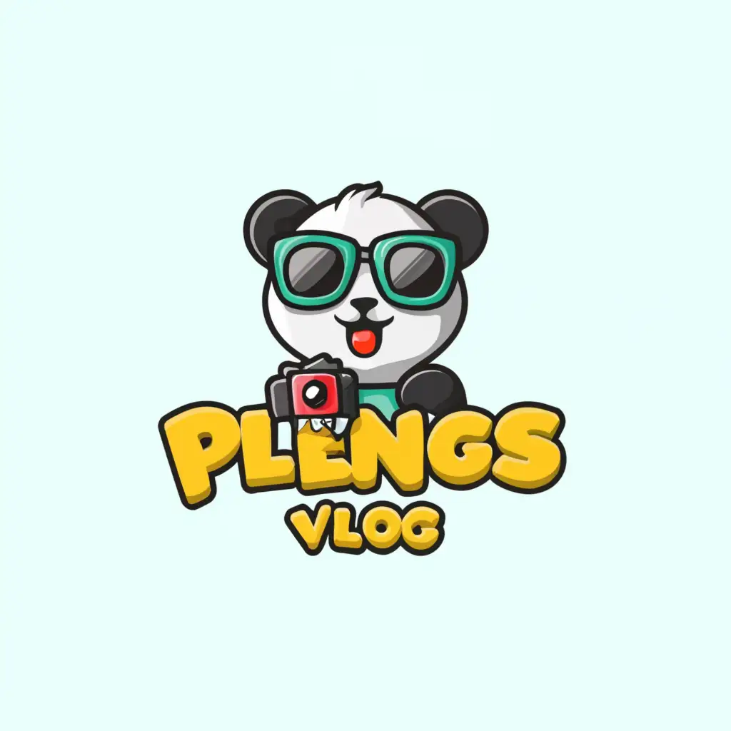 a logo design,with the text "PLENG PLENGS VLOG", main symbol:PANDA,Moderate,be used in Entertainment industry,clear background
