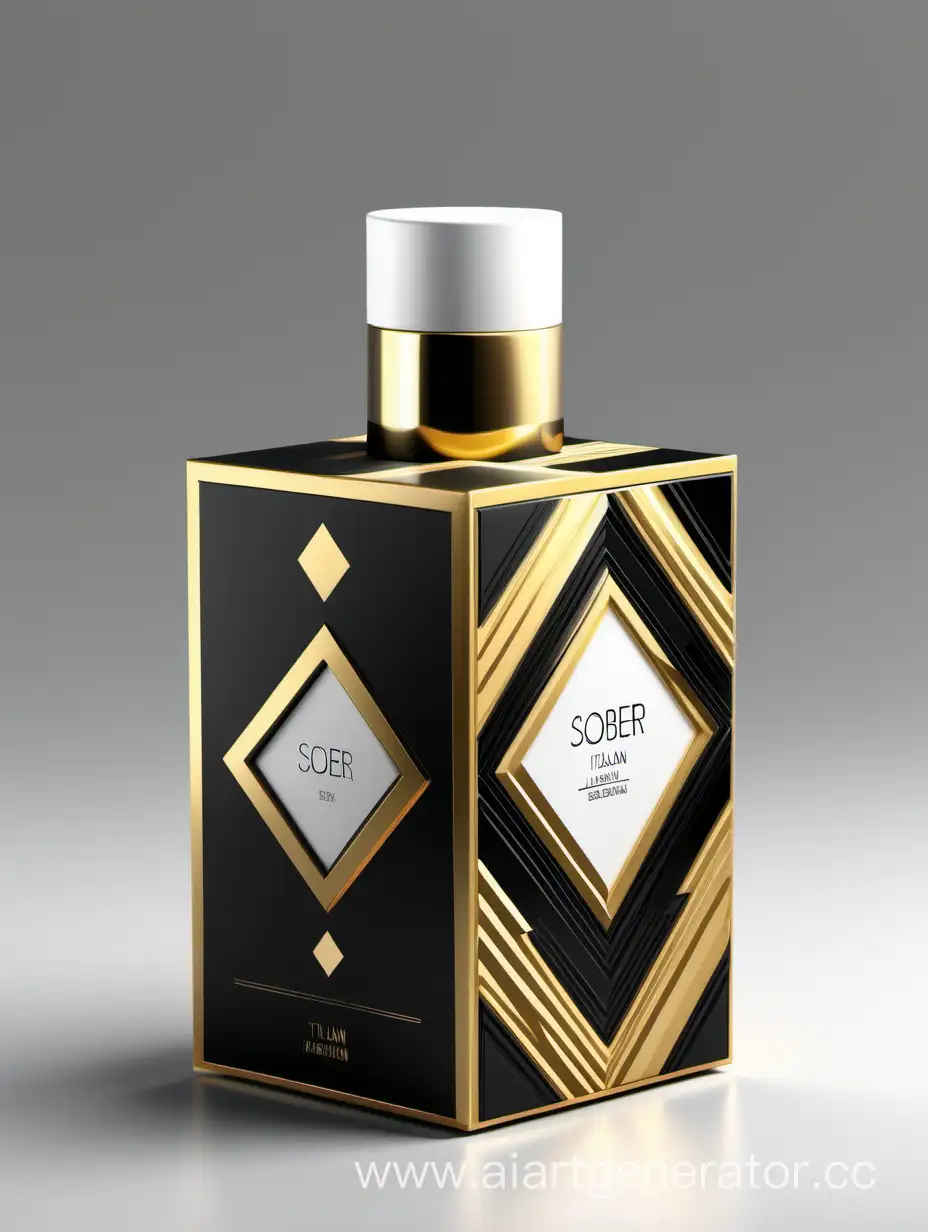Luxurious-Italian-Perfume-Packaging-Modern-Geometric-Design-in-Black-Gold-and-White-Gloss