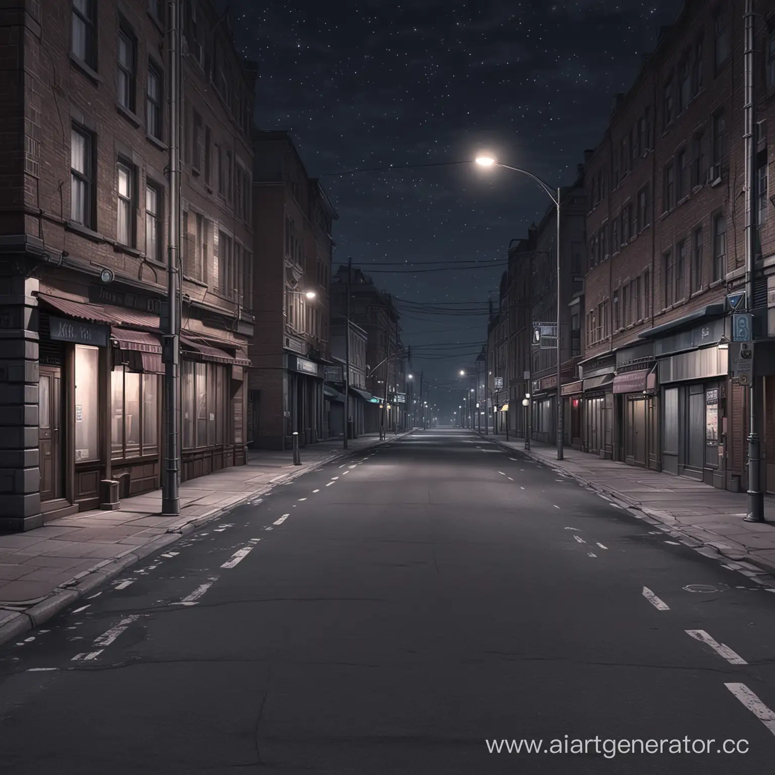 Background for a visual novel.  City street at night without lights