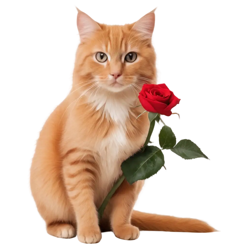 a cat with rose