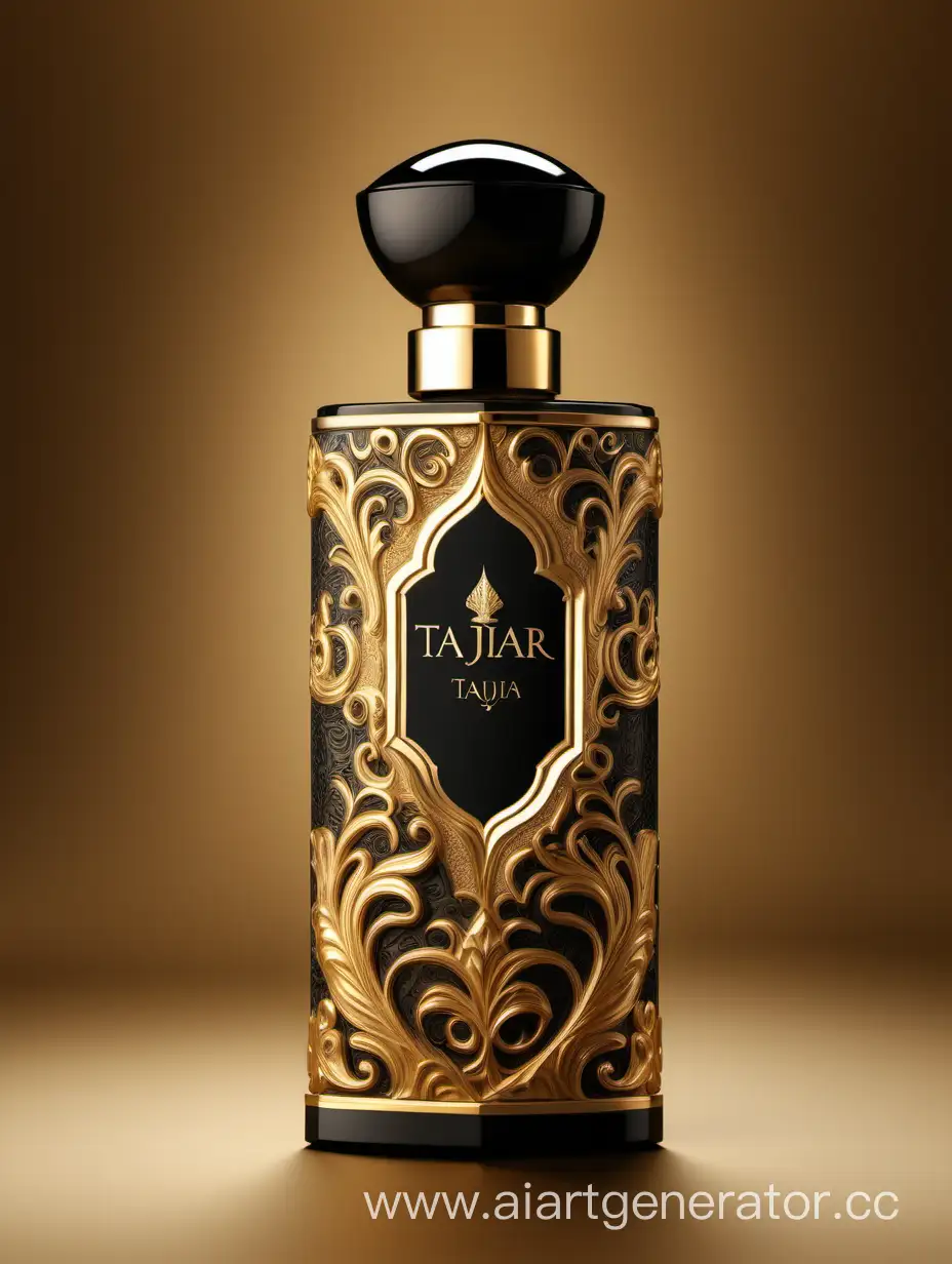 Luxurious-Perfume-TAJDAR-Box-Design-in-Gold-and-Royal-Black