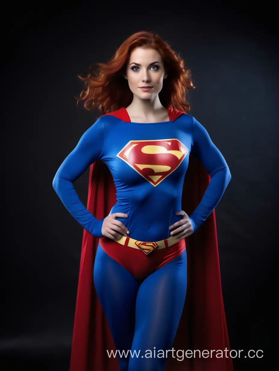 Confident-26YearOld-Woman-Posed-as-Superman-in-Vibrant-Studio-Shot