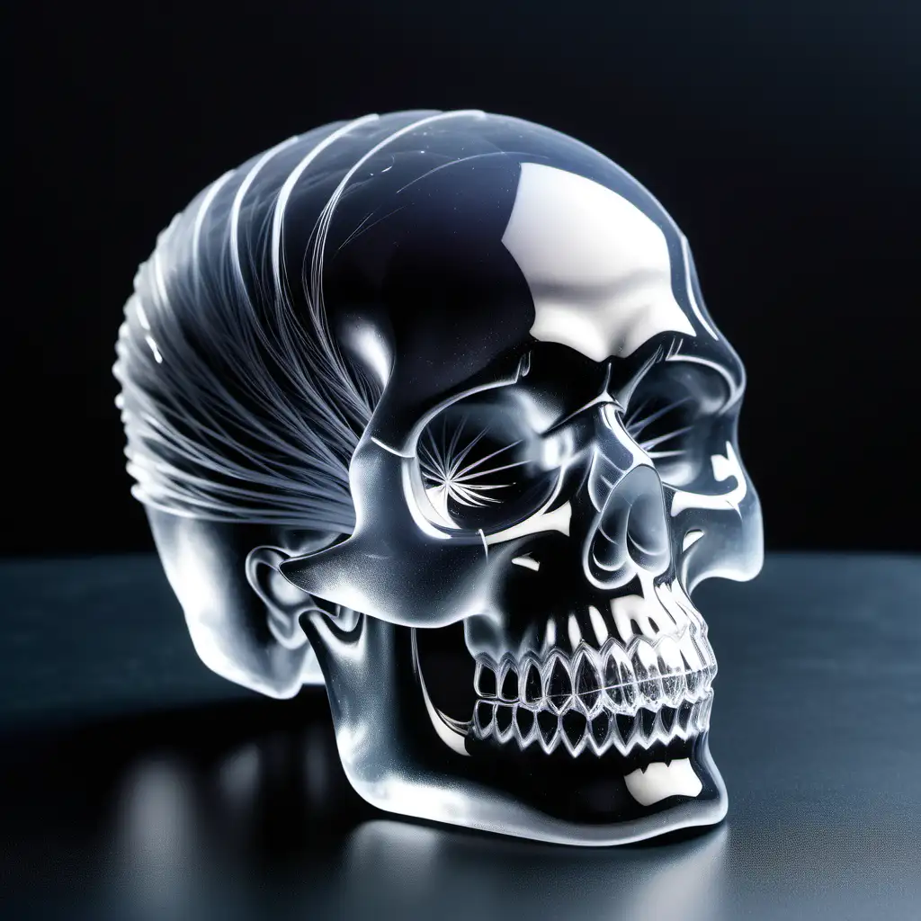 Кристален череп с прическа пунк