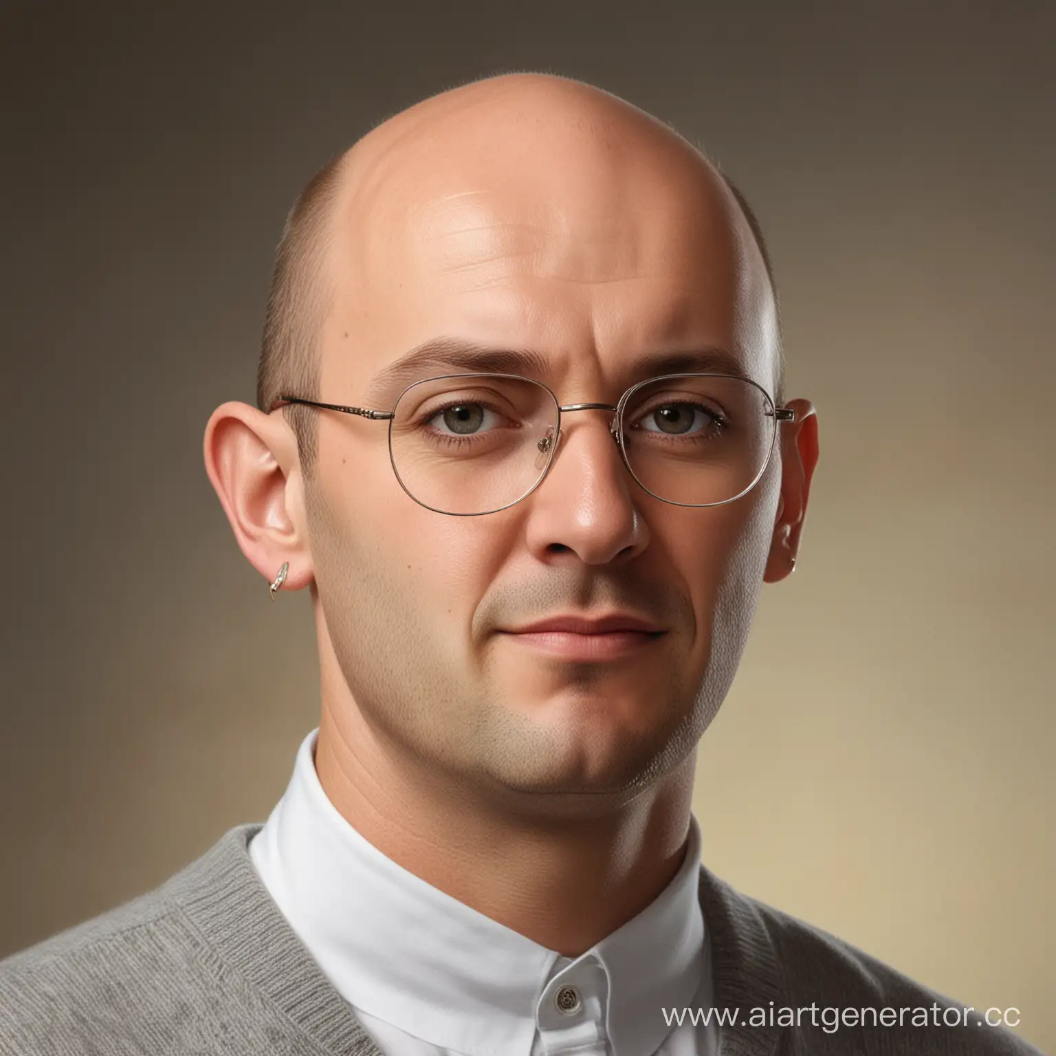 Portrait-of-a-Balding-Man-with-Earring-Glasses-and-Beard