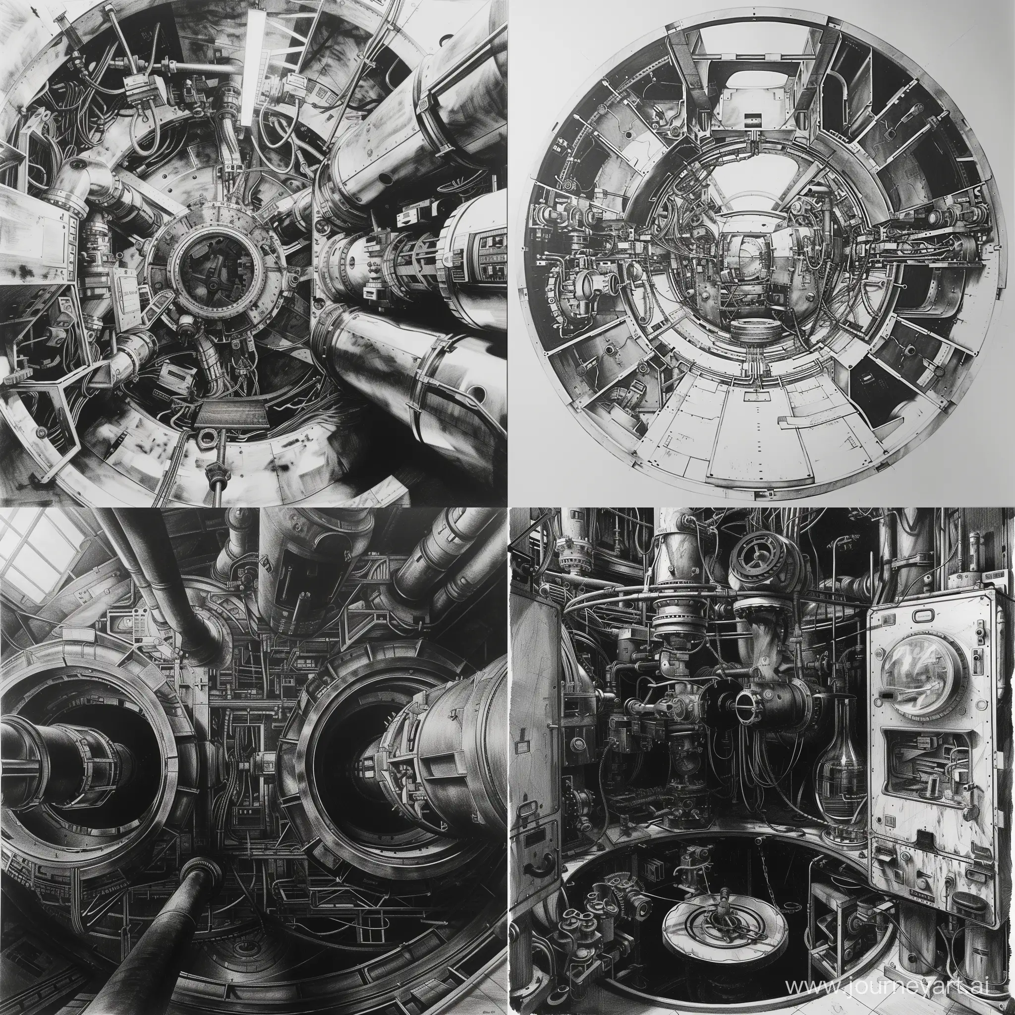 Monochrome-Drawing-of-Interior-Mechanical-Object