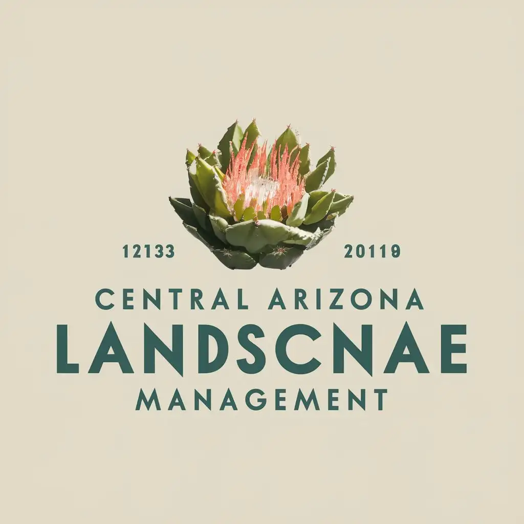 LOGO-Design-For-Central-Arizona-Landscape-Management-Cactus-Flower-Typography-for-Construction-Industry