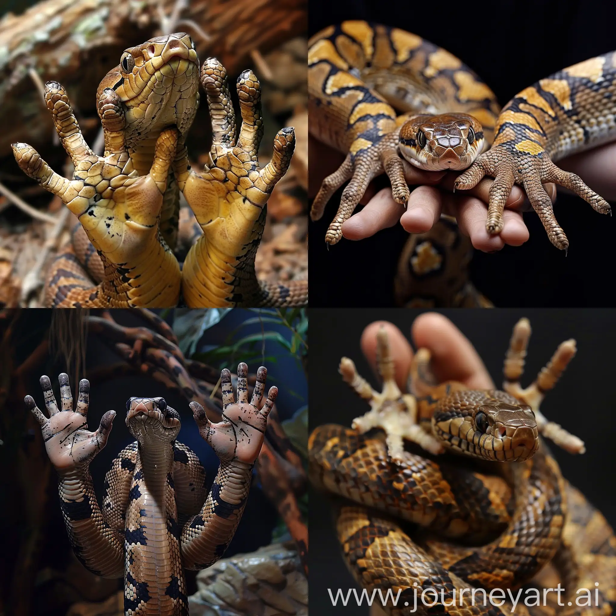 Unique-Snake-with-Five-Hands-in-Vibrant-Colors
