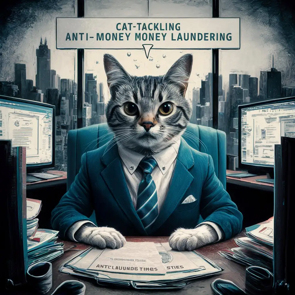 Cat-Dressed-in-Clothes-Working-in-AntiMoney-Laundering-Field
