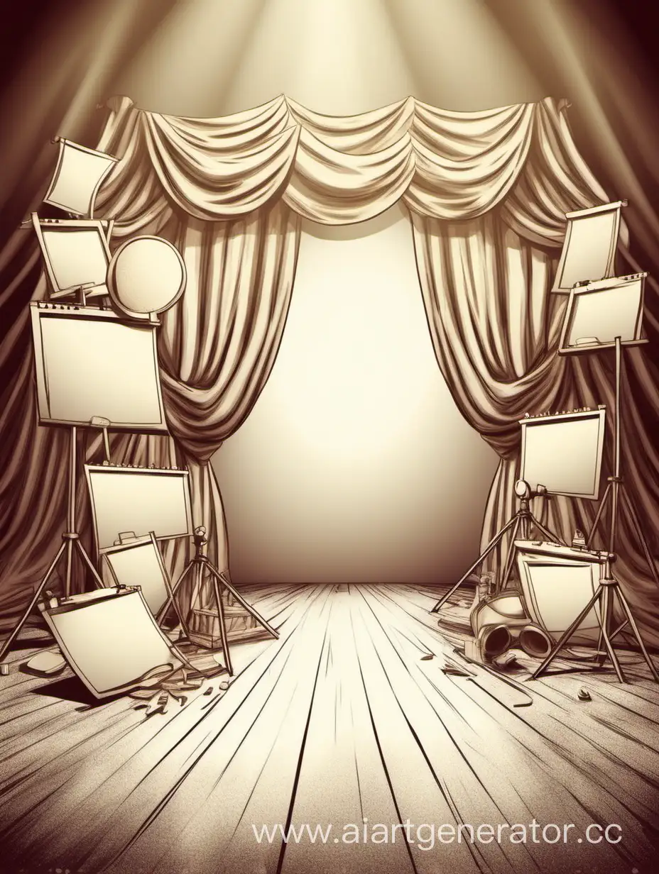 Theatrical-Stage-with-a-Pile-of-Props-for-Dramatic-Productions
