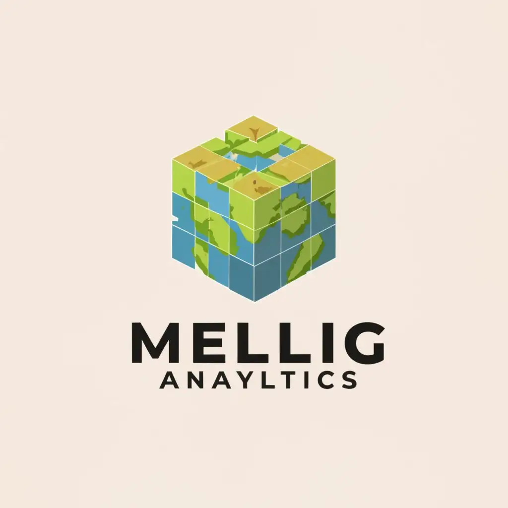 a logo design,with the text "Mellig Analytics", main symbol:cubic earth,Moderate,clear background