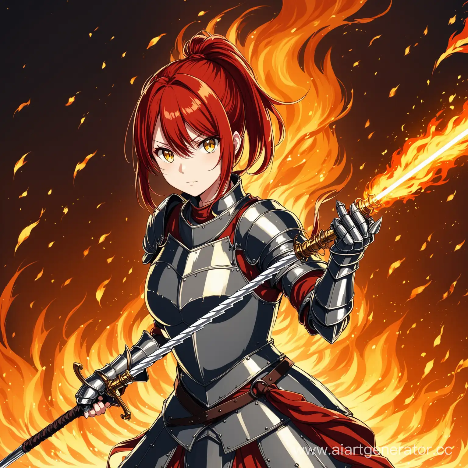 Fiery-RedHaired-Anime-Knight-Girl-Wielding-Rapier