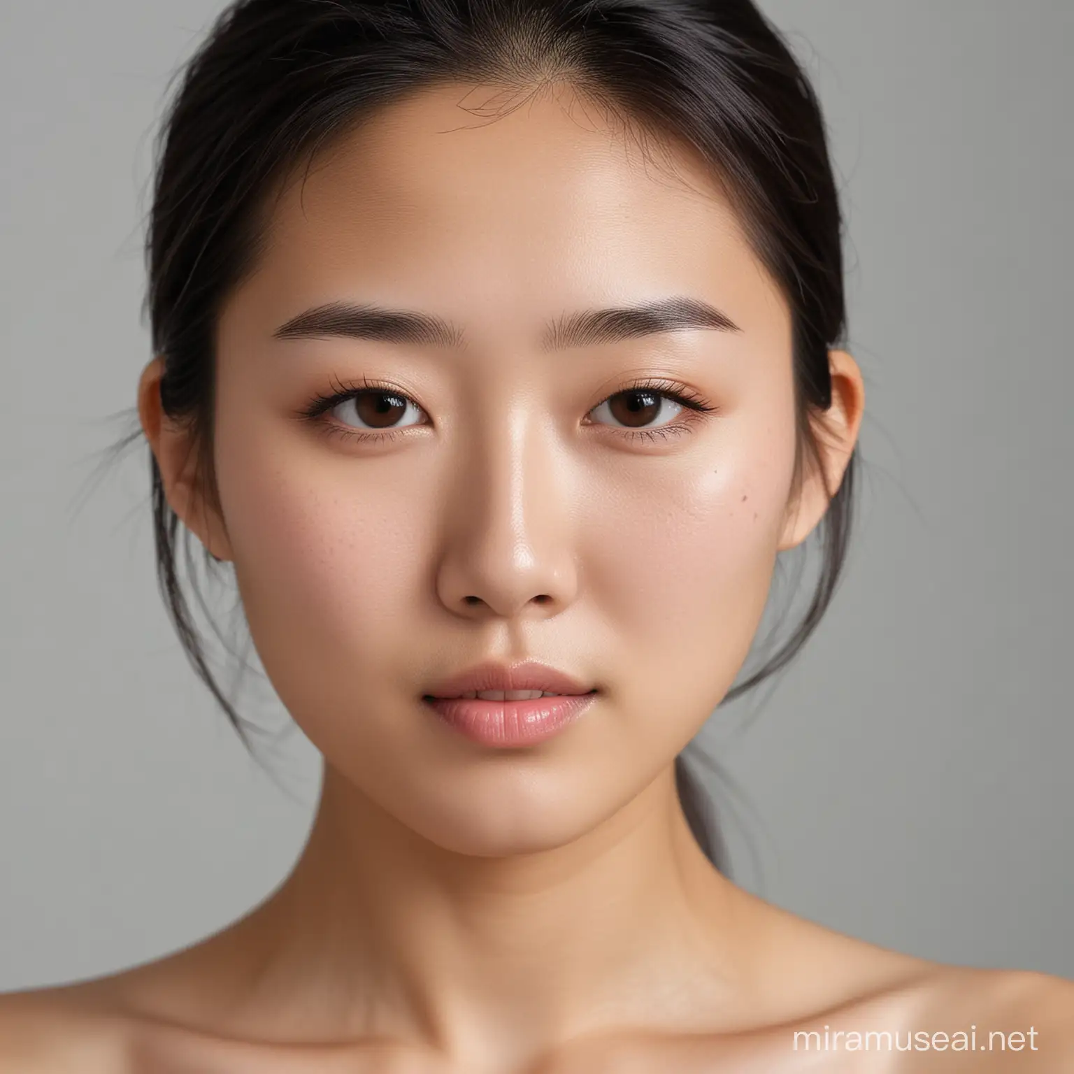 Asian Girl Upper Body Portrait with Retained Facial Details and Natural Appearance