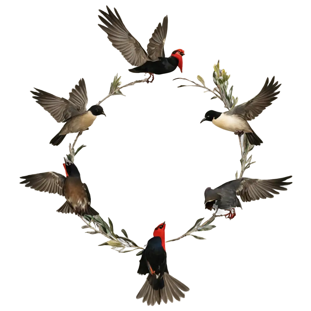 Ten birds in a circle