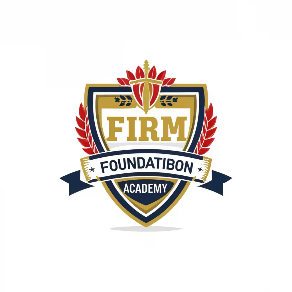 a logo design,with the text "Firm Foundation Academy", main symbol:(Royal Blue and Red color)Logo should look like a school badge,Moderate,be used in Education industry,clear background