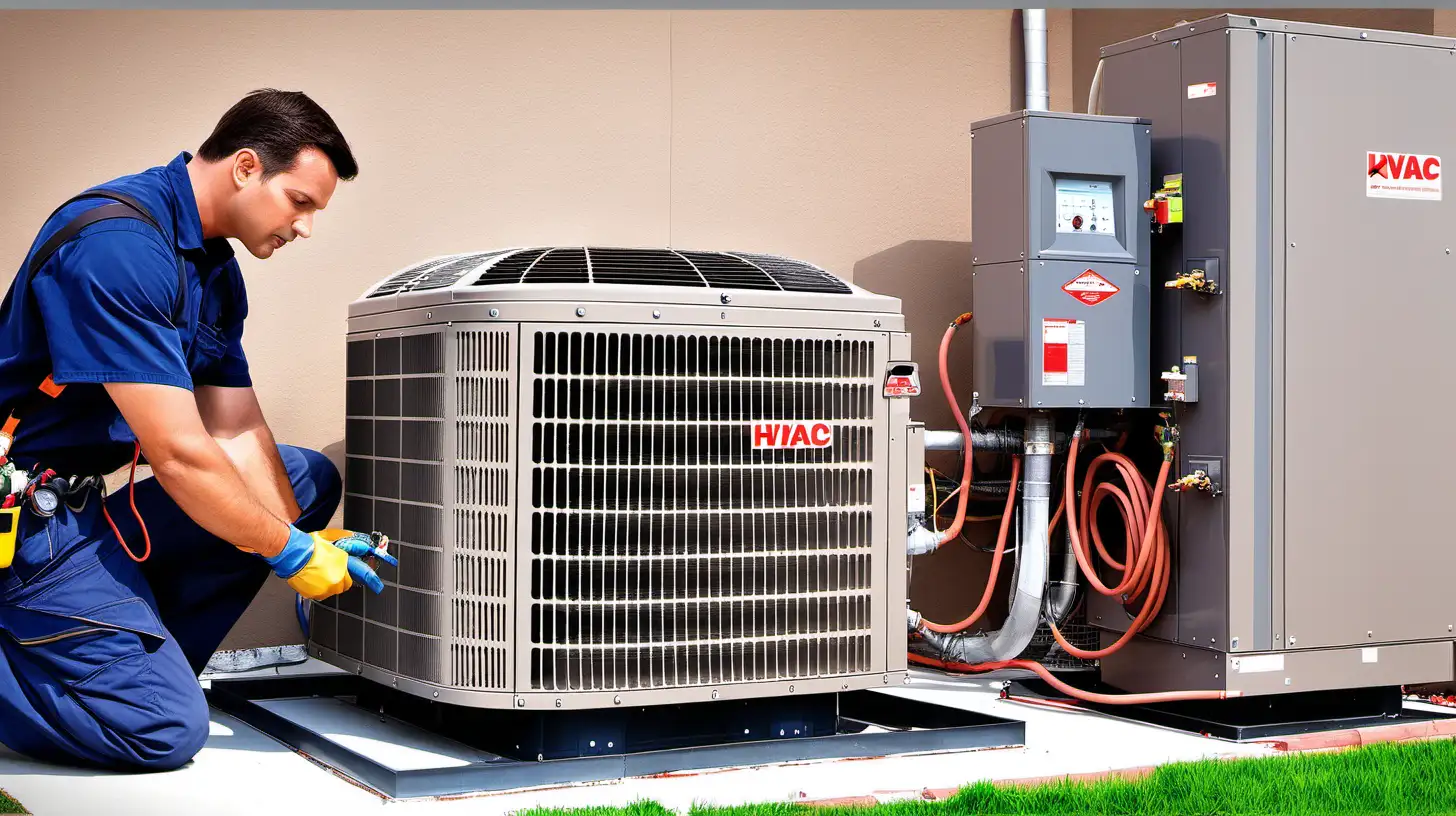 Professional HVAC Technicians Installing Air Conditioning System