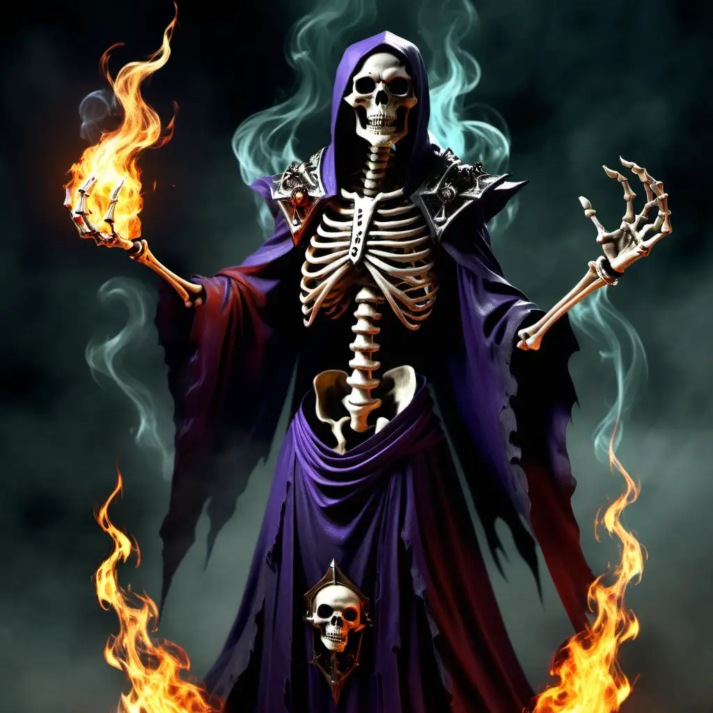 Powerful Skeletal Warlock Summoning Demons and Casting Fire Spells