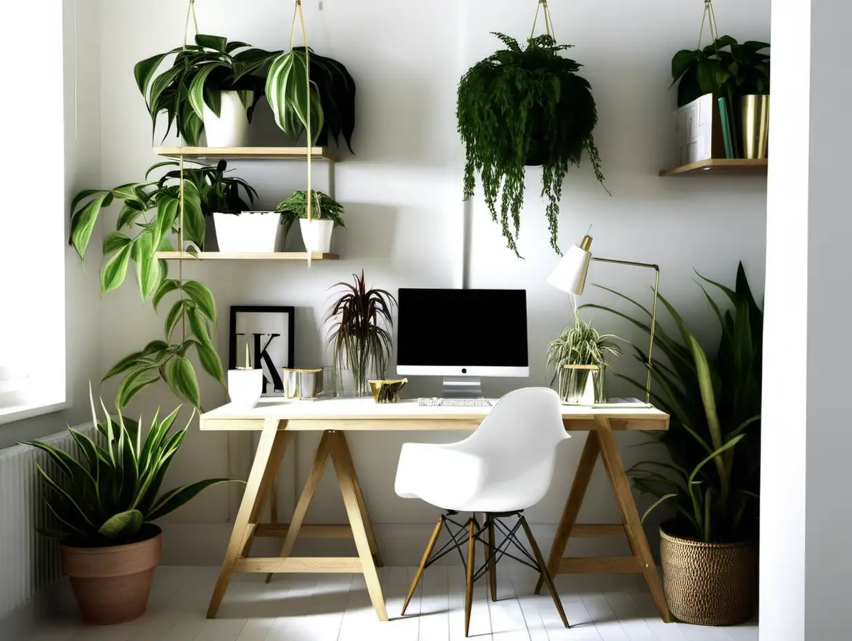 Stylish Home Office Design Ideas with Plants