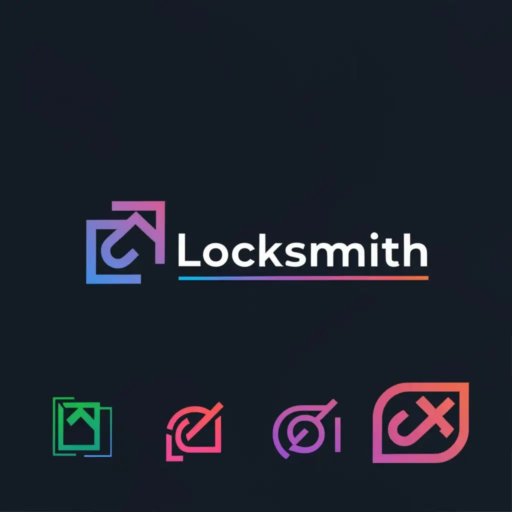 a logo design,with the text 'Locksmith', main symbol:create a horizontal banner with the same dark theme and hints of electric blue and magenta,Minimalistic,clear background