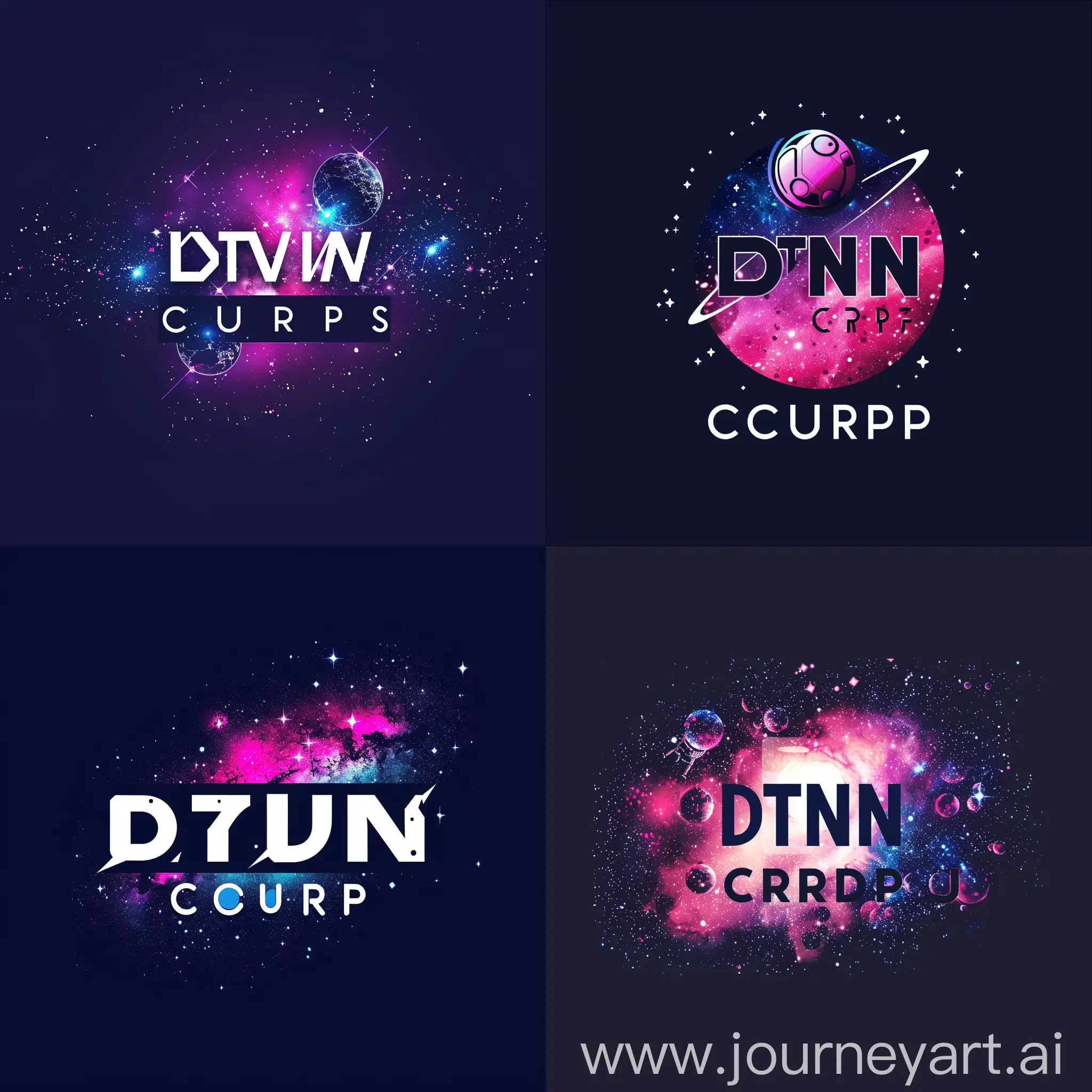 create Logo with name " DTVN Crew " style galaxy, cool