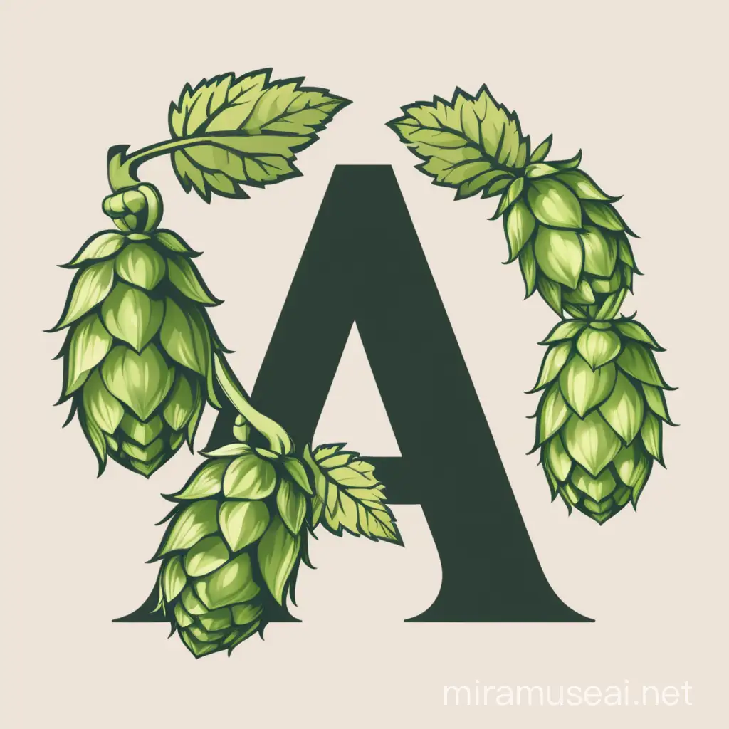 Please create a logo with three times the letter A, and growing hops