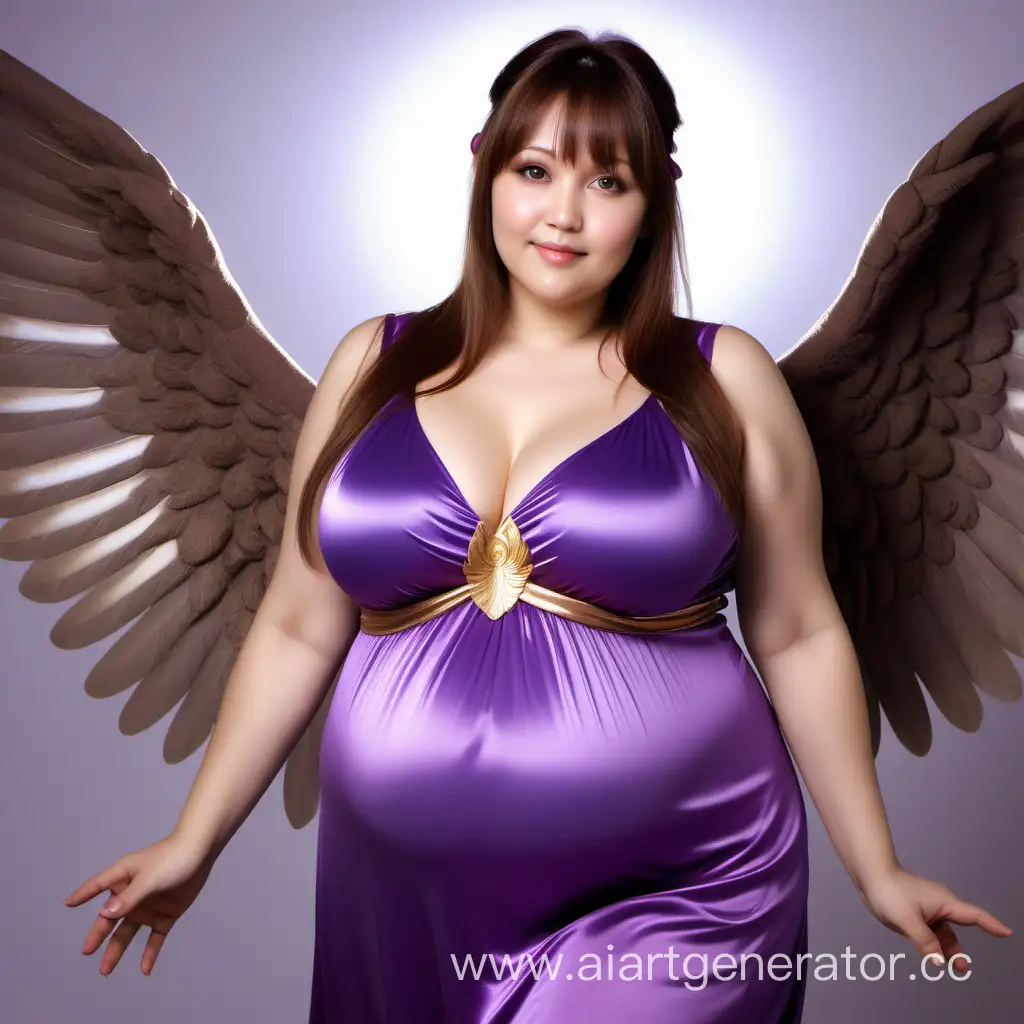 Charming-Angelic-Woman-with-Beautiful-Wings-in-Violet-Dress
