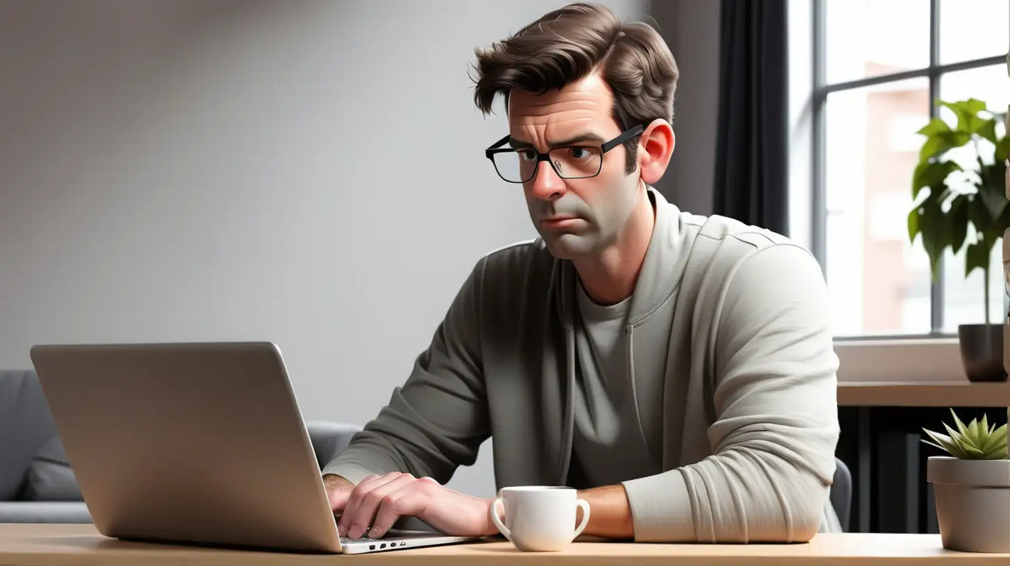 Serene Adult Engaged in Laptop Work