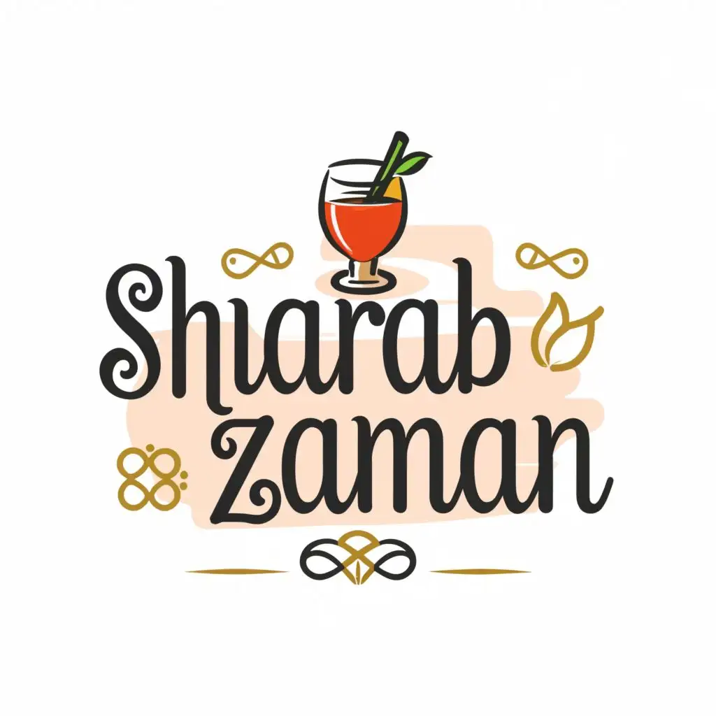 logo, drinks, with the text "sharab zaman ", typography, be used in Restaurant industry