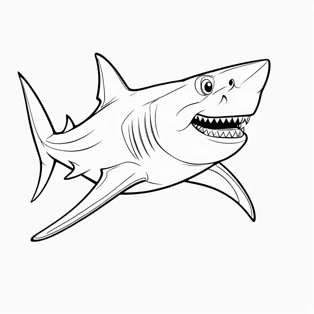 shark  - coloring page for kids, white background