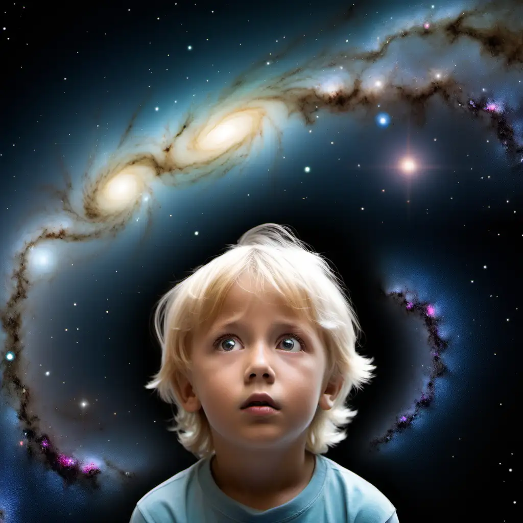 Enchanting Exploration BlondHaired Child Staring into the Abyss of the Universe