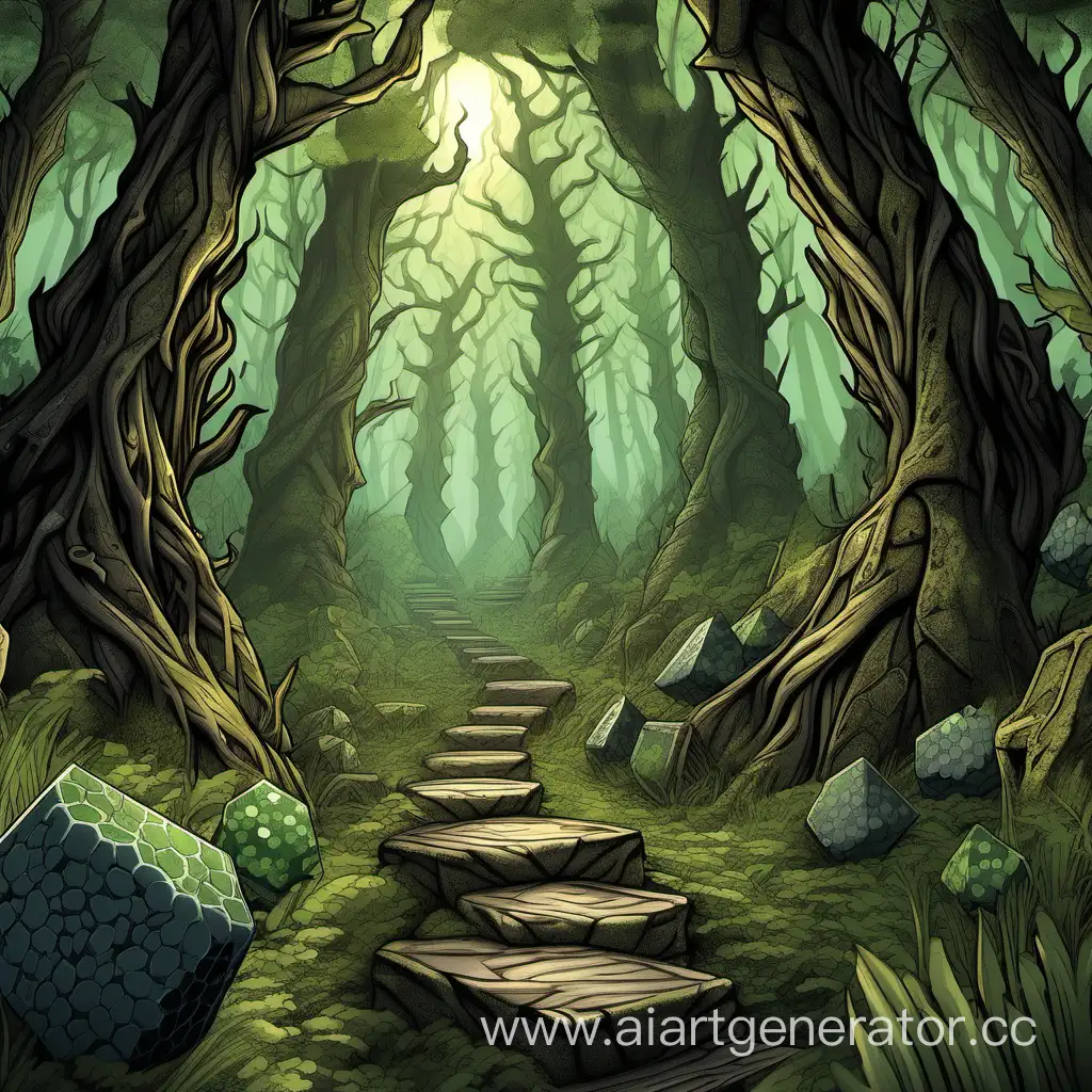 Hex for a tabletop game with a forest depiction, high quality of detail, fantasy style