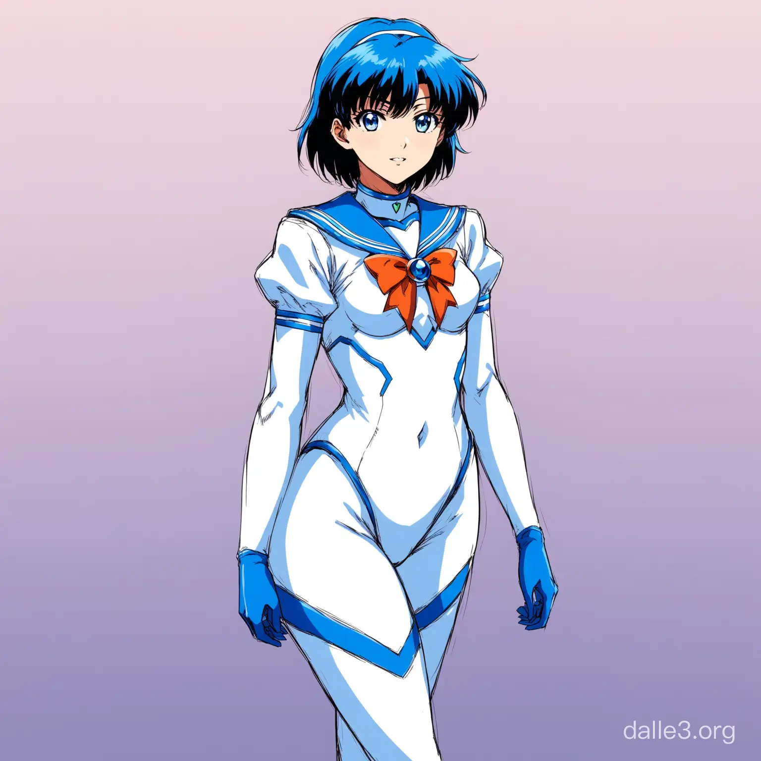 Сейлор Меркурий, Ami Mizuno в белом костюме Rai  evangelion во весь полный рост, 4k, аниме стиль #sailormoon #AyanamiRei #sailormercury #nge