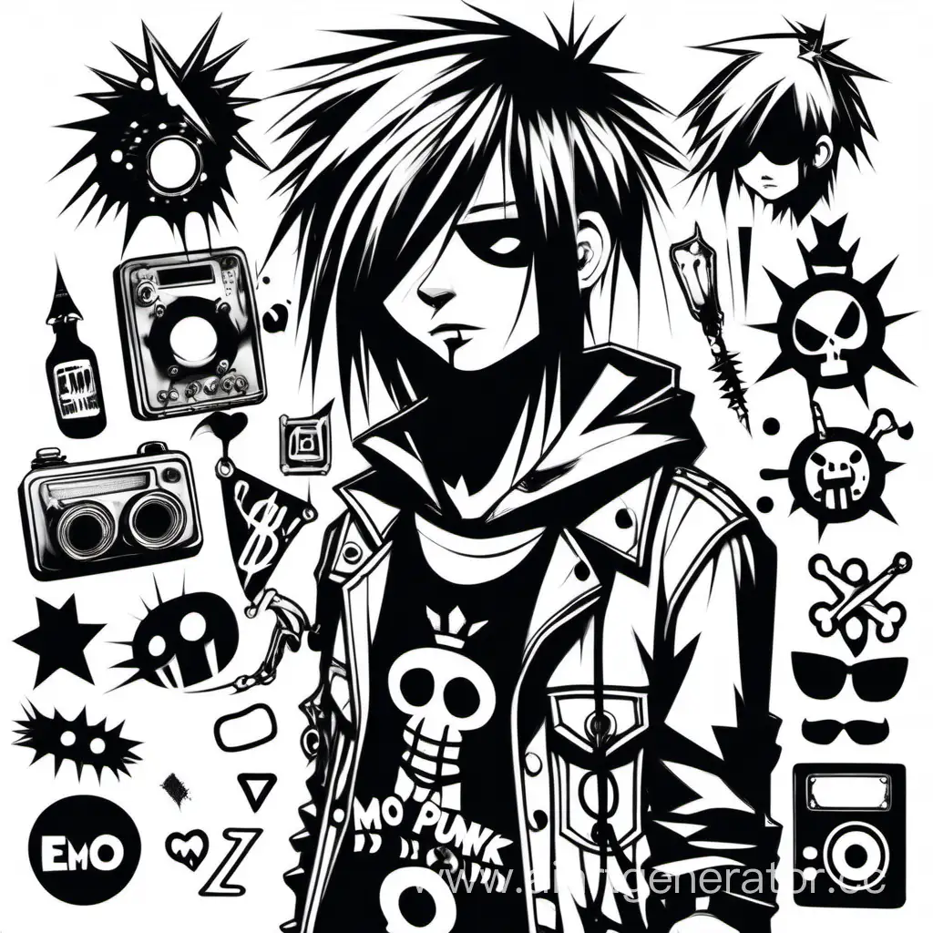 Emo-Punk-Monochrome-2D-Art