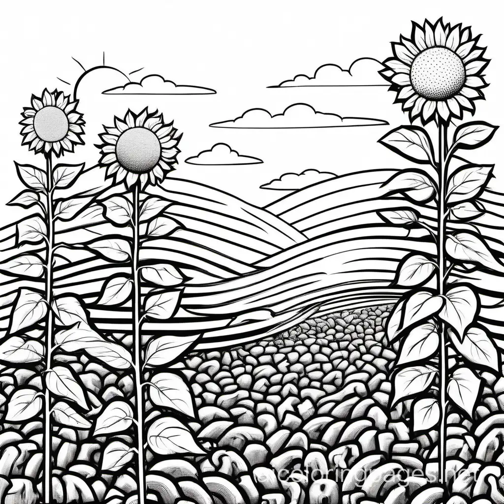 Sunflower-Garden-Worm-Activity-on-White-Background