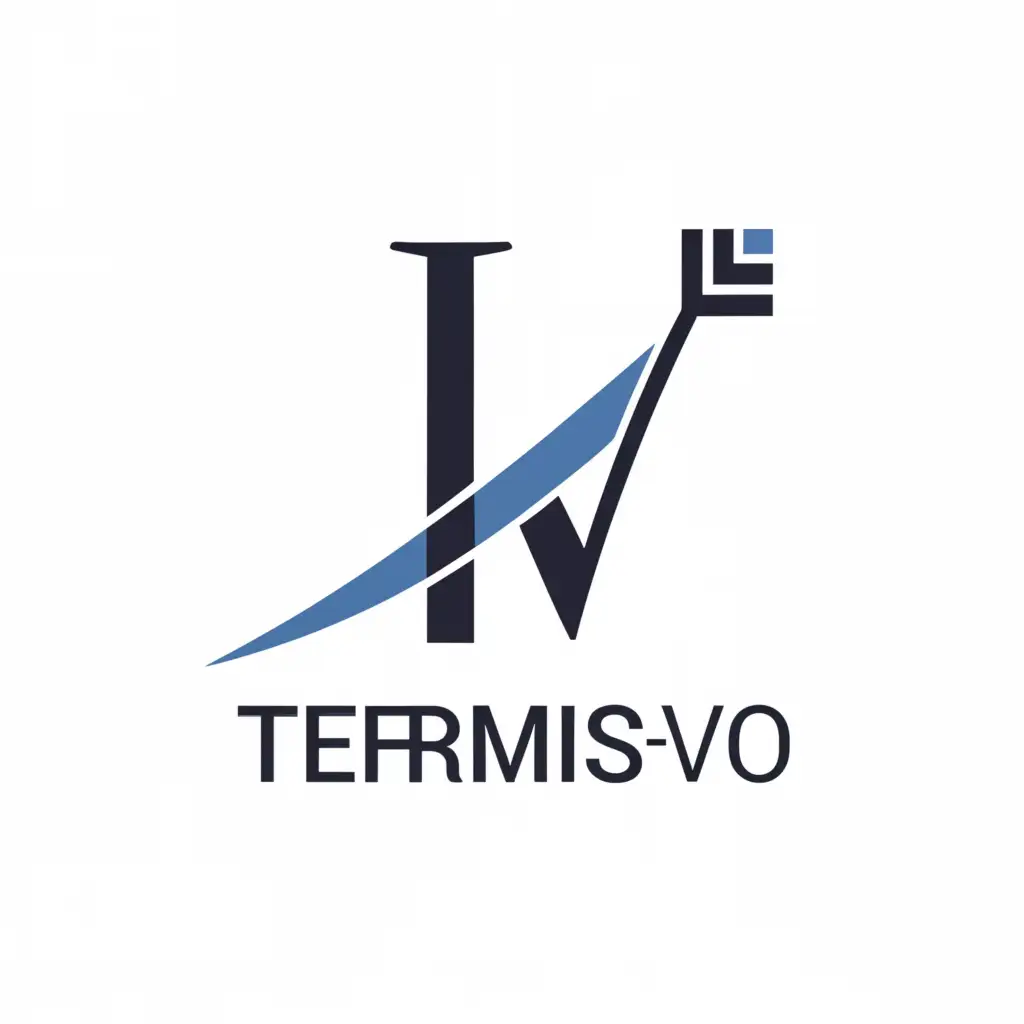 a logo design,with the text "Termis-Vo", main symbol:The logo could feature the letters T and V in an elegant and stylized way.  The letters could be designed to evoke an arrow going up, thereby reinforcing the association with the investmentreal.  A sober, professional color palette like dark blue, gray and black on a white back could be used to convey a sense of reliability and trust.,Moderate,clear background