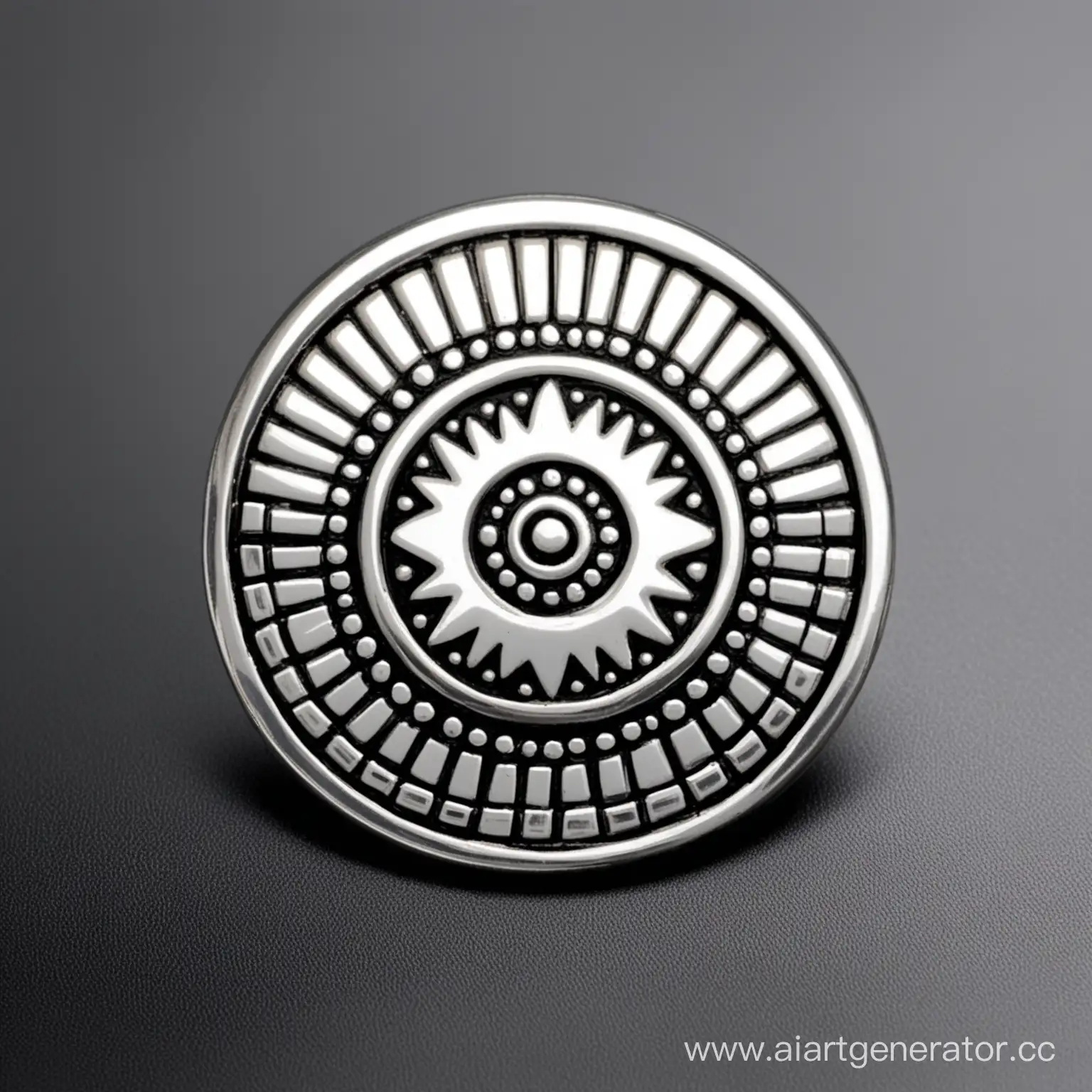 Arctic-Indigenous-Style-Silver-Badge-Traditional-Radiant-Symbolism