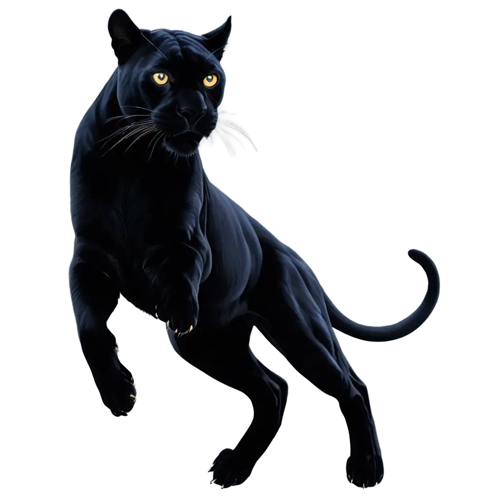 HeadOn-Vector-Illustration-of-a-Wild-Panther-Leaping-Captivating-PNG-Image