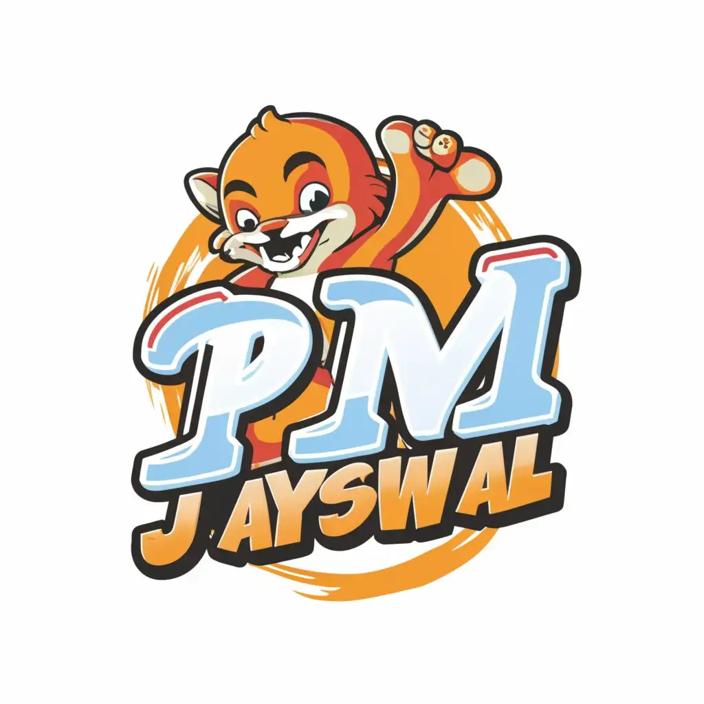 logo, CArtoon, with the text "PM_JAYSWAL", typography, be used in Entertainment industry
