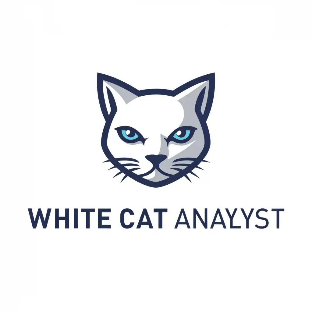 a logo design,with the text "White cat analyst", main symbol:cat,Moderate,be used in Internet industry,clear background
