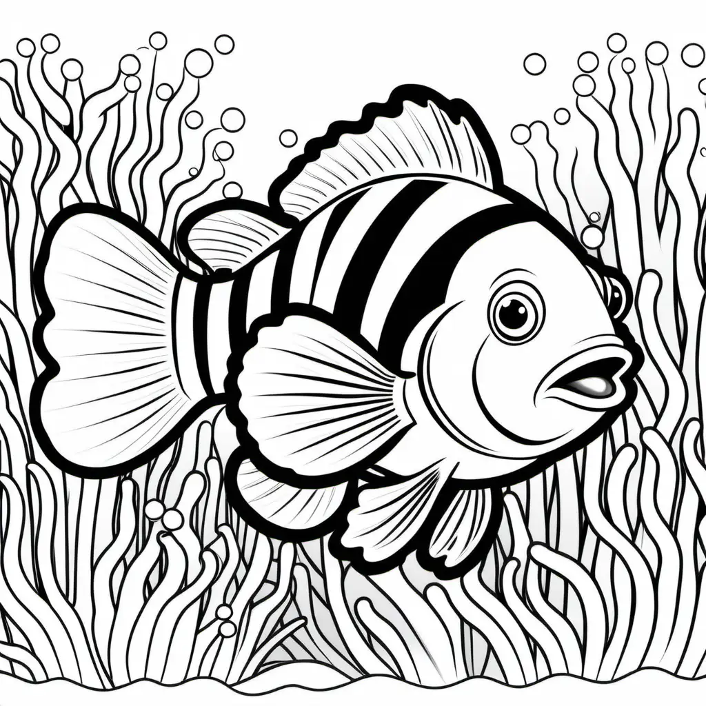 Australian Clownfish Cartoon Coloring Stencil for Kids