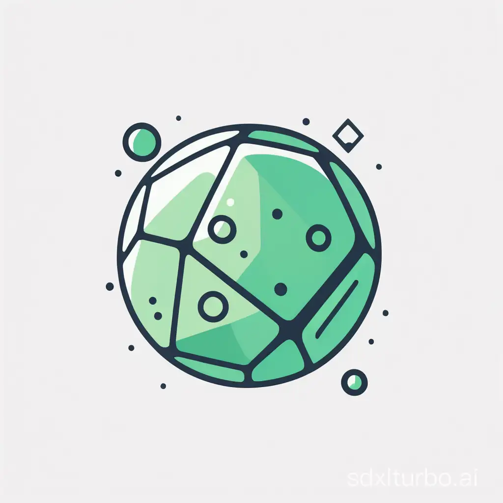 flat minimalist fantasy game icon, single planet green, simple geometric shapes, solid colors, clean lines, modern vector style, high contrast, white background --ar 1:1 --s 750 --q 2