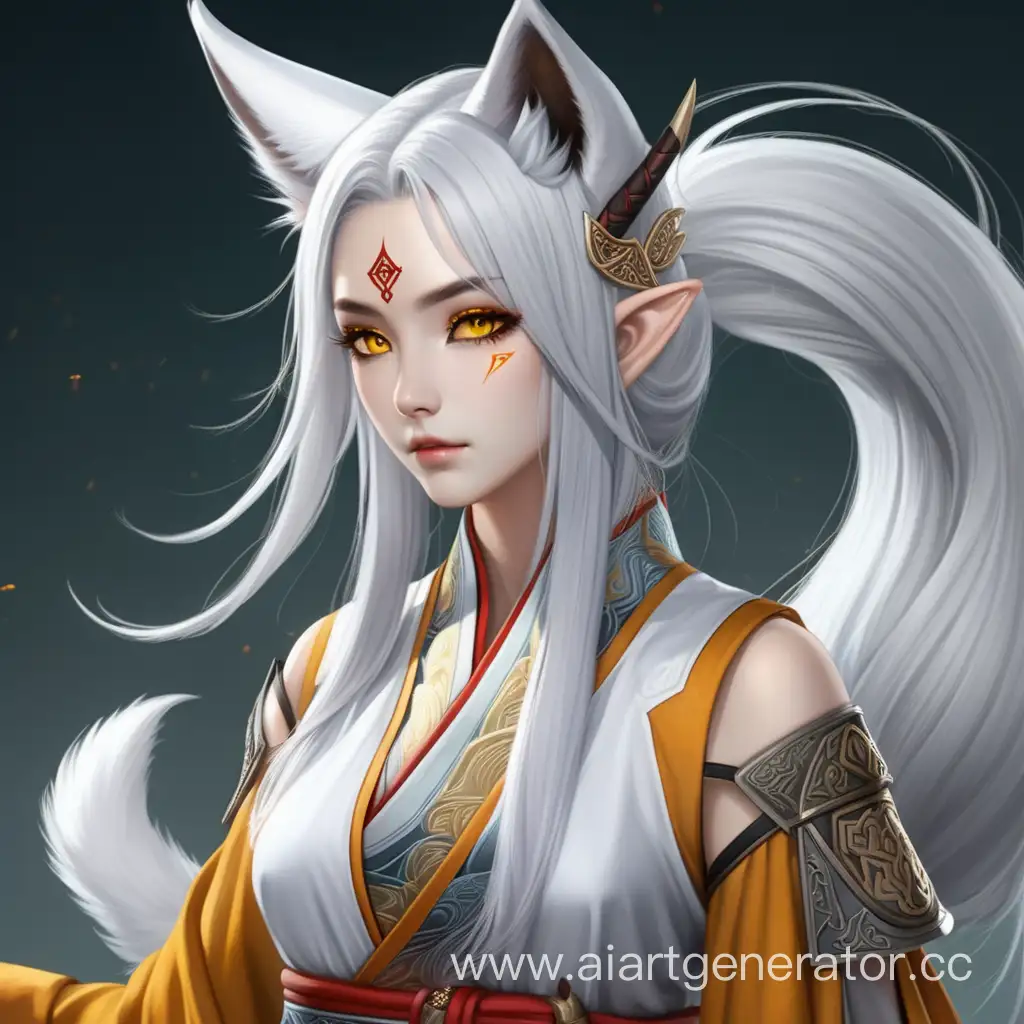 Elegant-Fox-Spirit-with-White-Hair-and-Yellow-Eyes