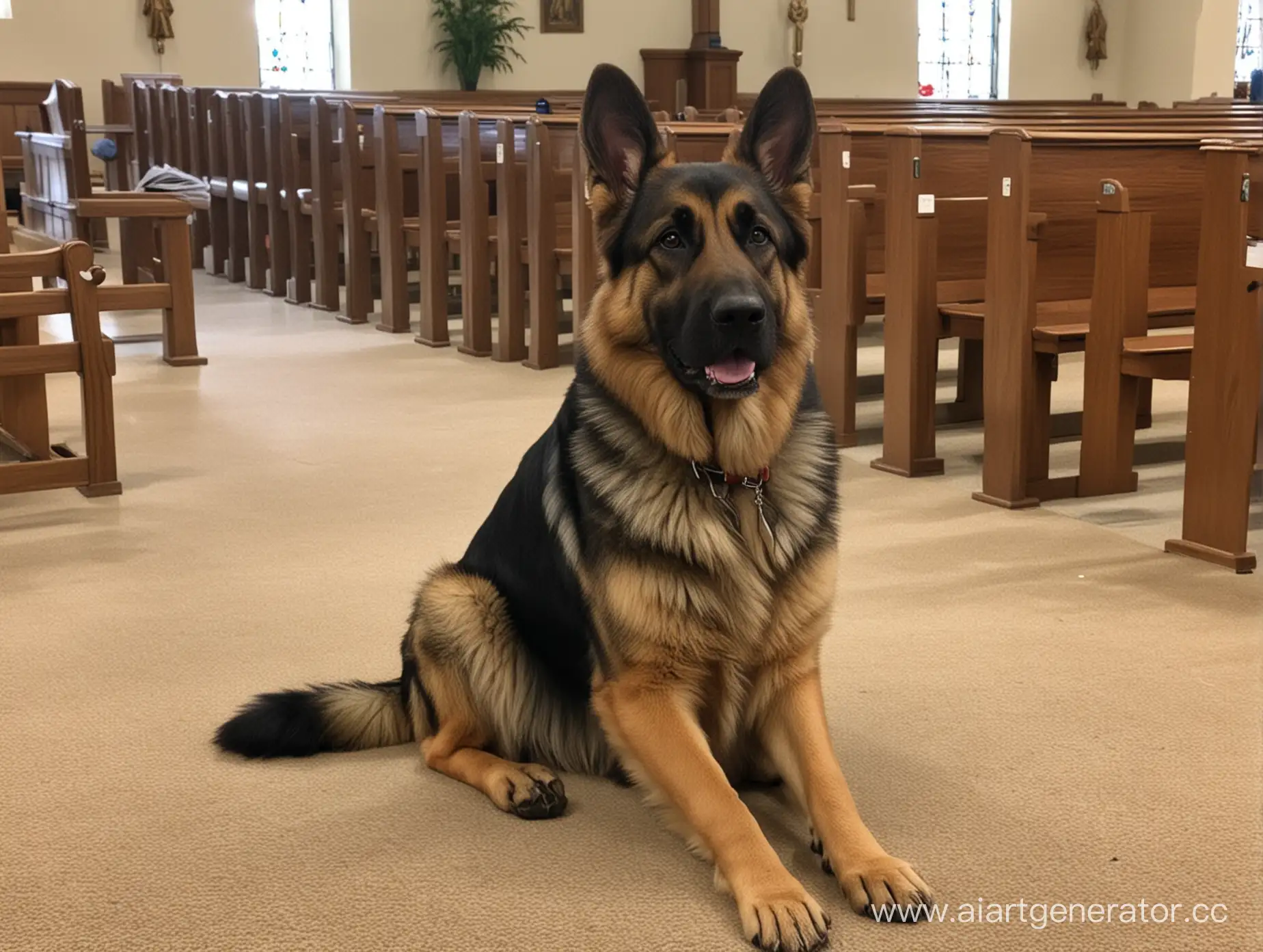 German-Shepherd-Dog-Visiting-a-Church-in-Memory-of-Owner