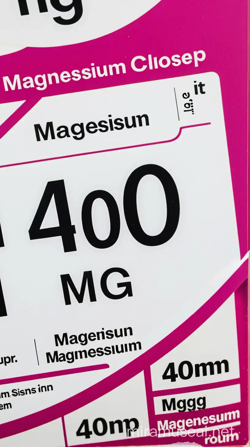 CloseUp of Exaggerated Magnesium Sign with 400mg Detail