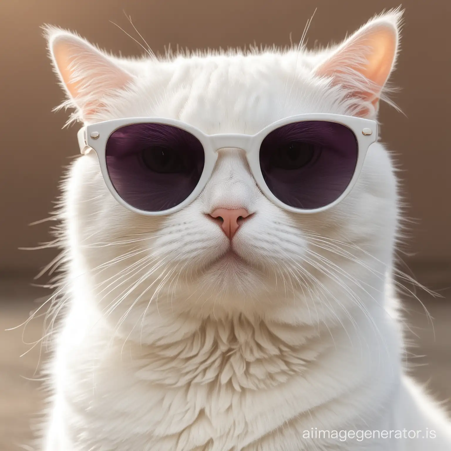 cute white cat wearing sunglasses