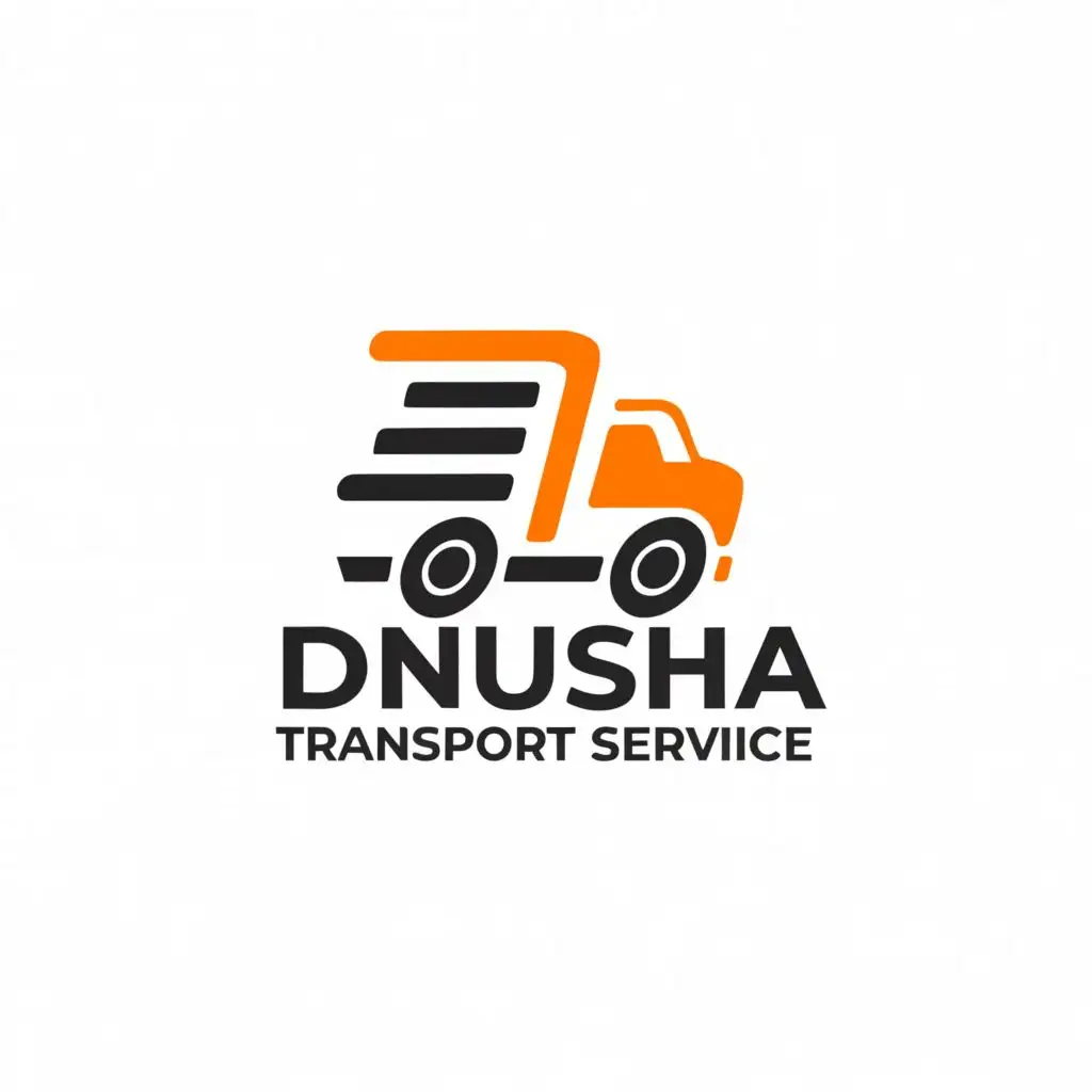 a logo design,with the text "DINUSHA TRANSPORT SERVICE", main symbol:Truck,Moderate,clear background