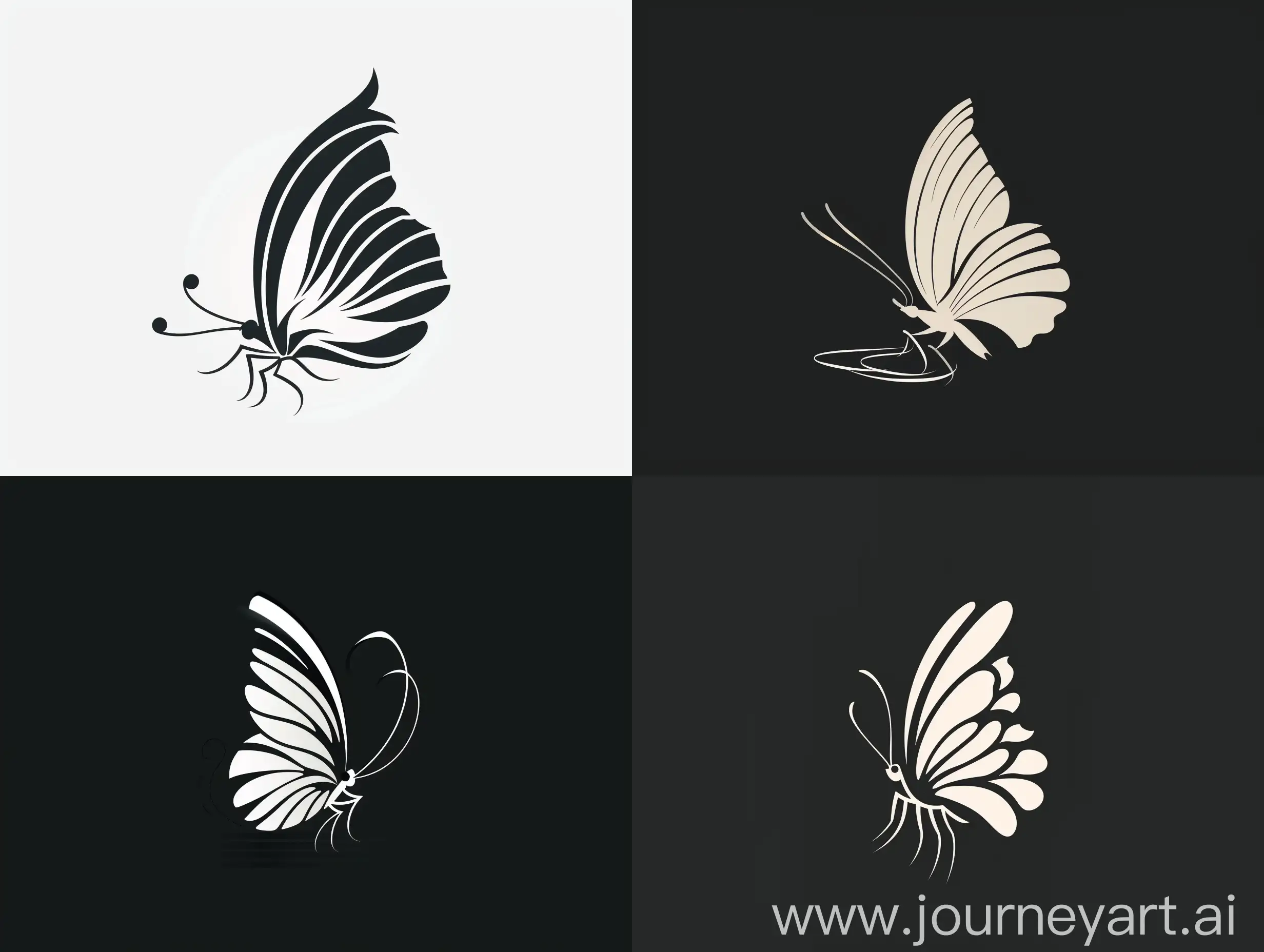 Minimalistic-Black-and-White-Butterfly-Silhouette-Logo-Design