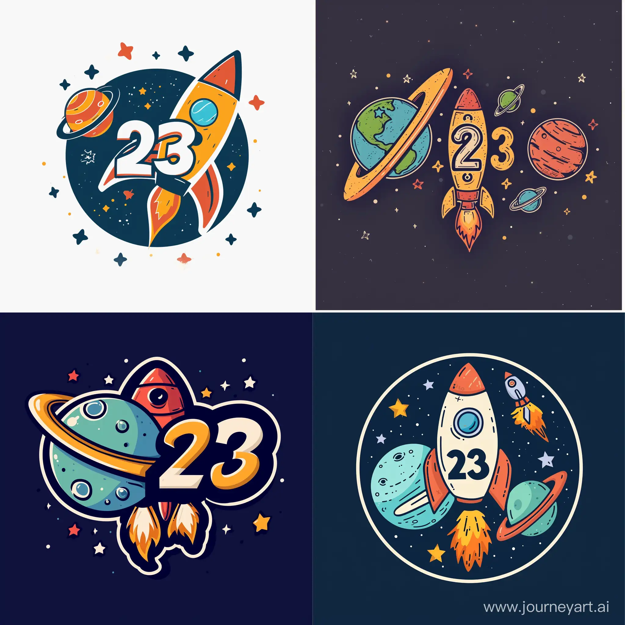 Modern-Spacethemed-Educational-Institution-Logo-with-Number-23-Planet-and-Rocket
