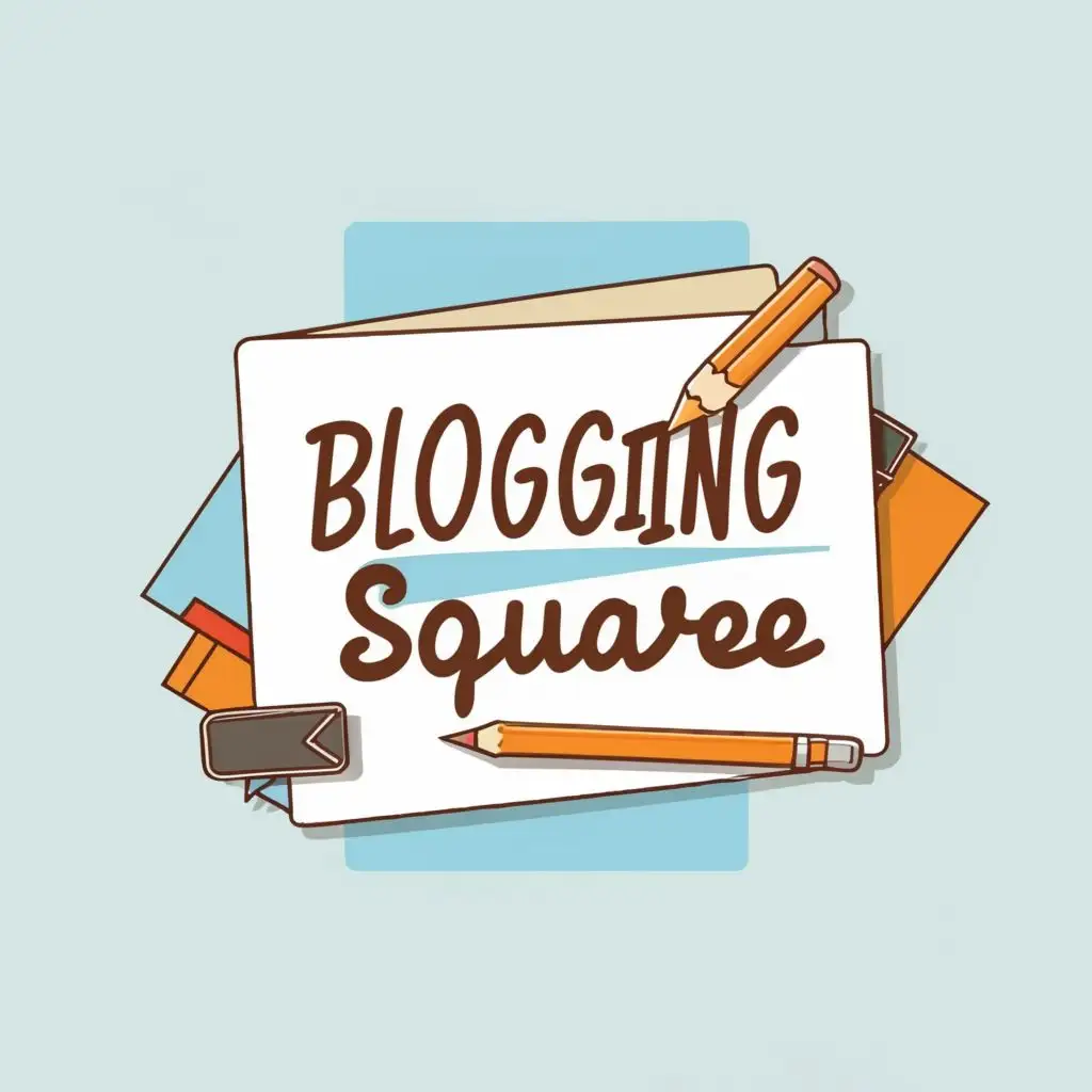 logo, Paper and pencil, with the text "Blogging Square", typography, be used in Entertainment industry