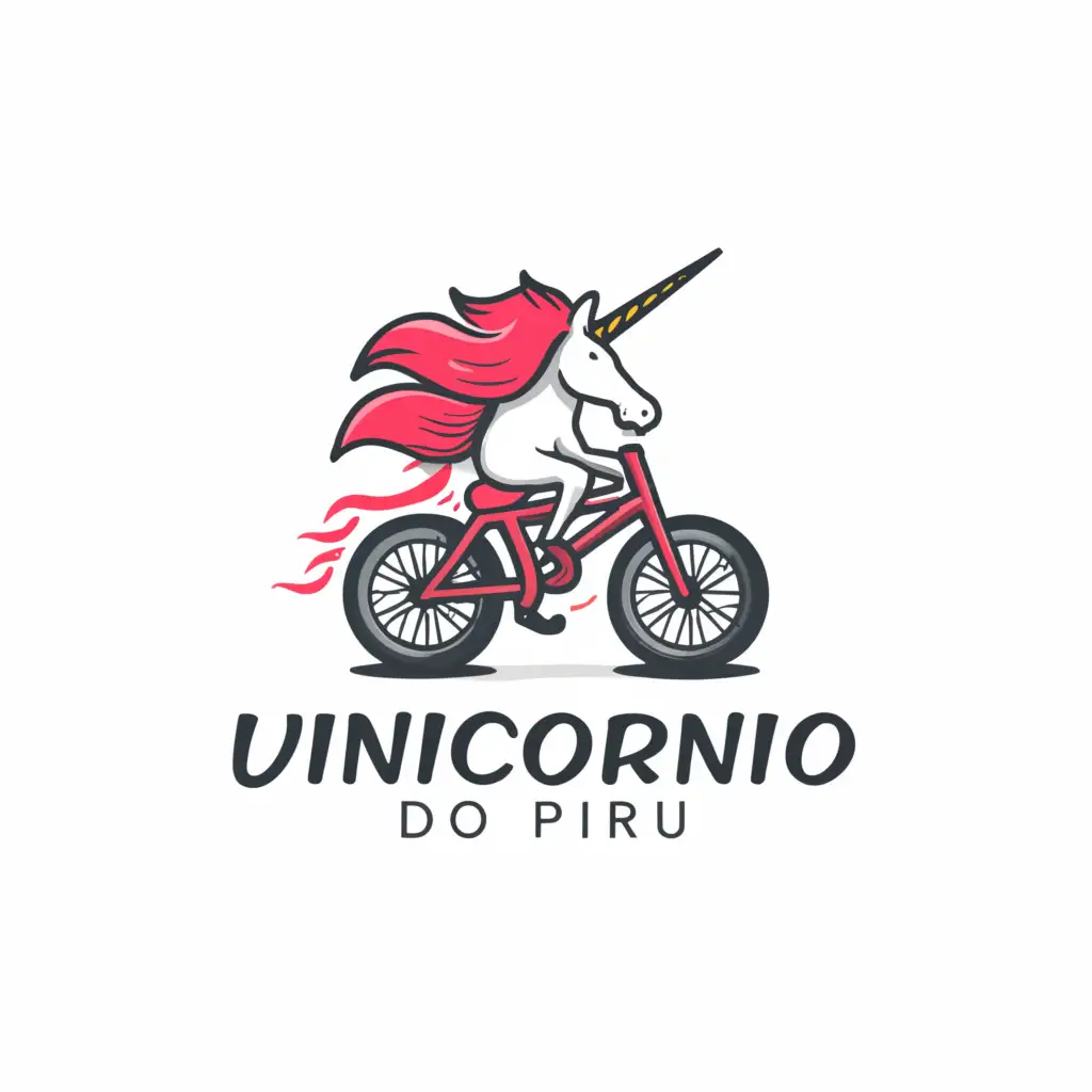 a logo design,with the text "Unicornio do piru", main symbol:unicorn riding bike,Moderate,be used in Retail industry,clear background