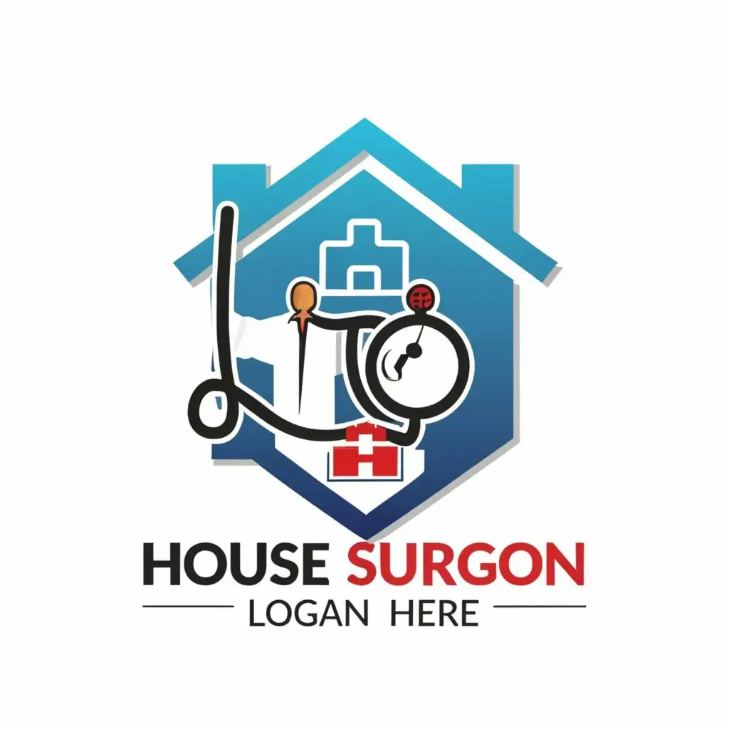 LOGO-Design-For-House-Surgeon-Professional-Stethoscope-House-Emblem-Typography
